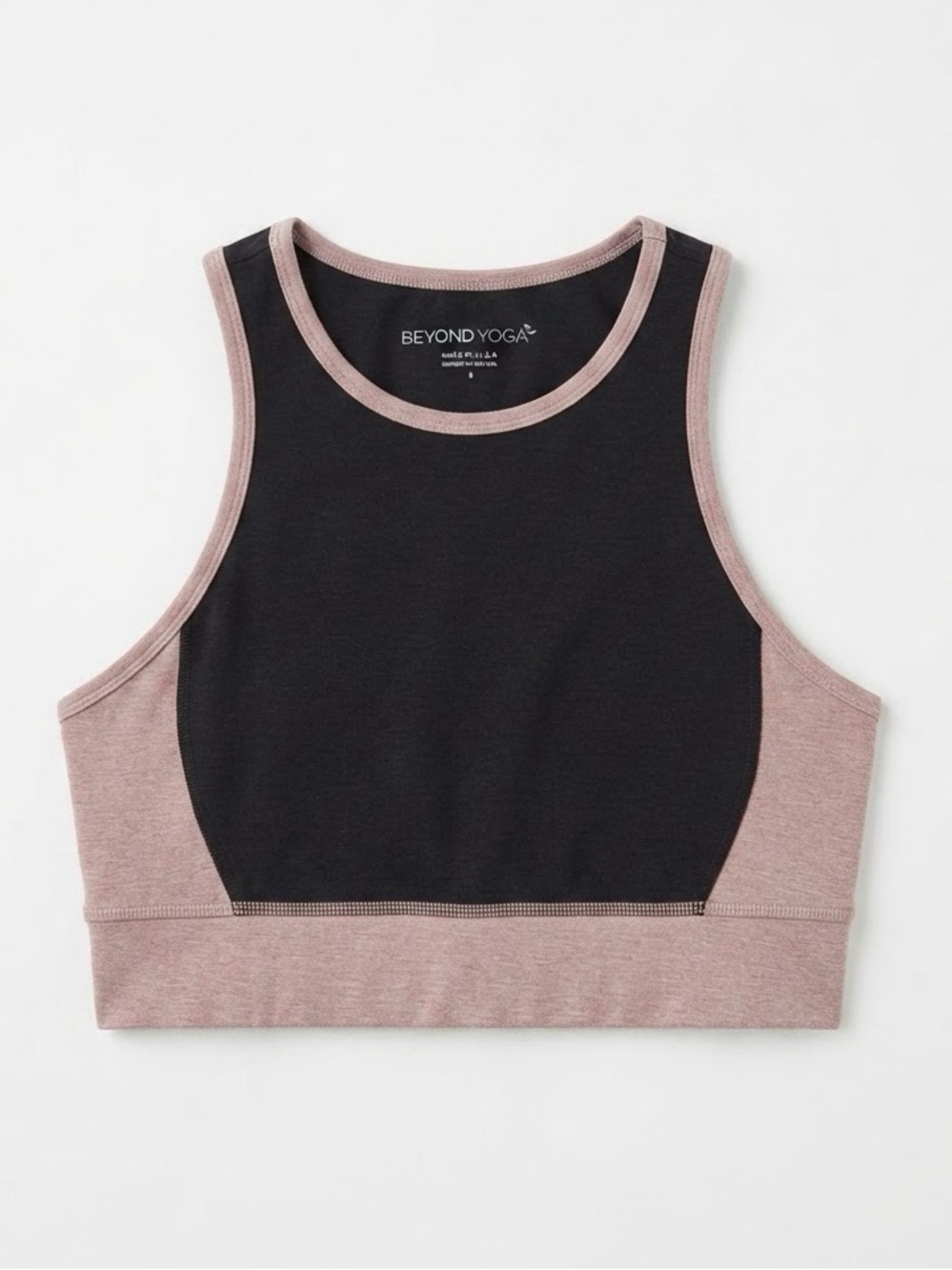 Beyond Yoga Spacedye On Block Shelf Bra Crop in Black and Chai
